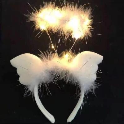 China Leather Party light up halo Headdress Neon LED Light festival Head band led angel wing headband for sale