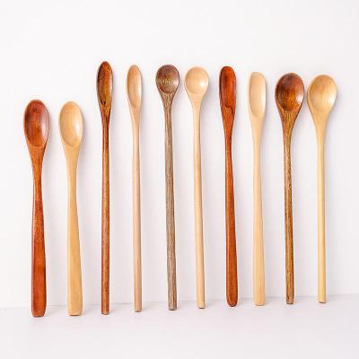 China Viable Personalized Mini Spoons Wooden Spice Spoon Long Handle Wooden Teaspoon For Kitchen Stirring for sale