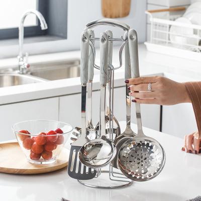 China Viable Hot Selling Marble Ceramic Stainless Steel Kitchenware Handle Stainless Steel Kitchenware Seven-Piece Set for sale