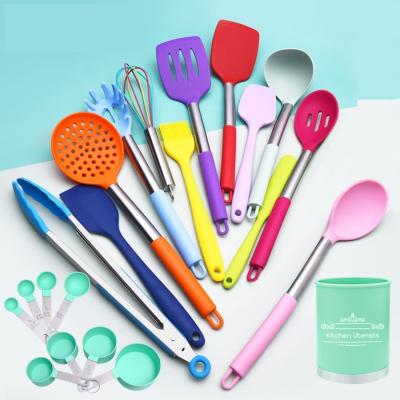 China 16 Pieces Kitchen Dinnerware Set High Temperature Resistant Cooking Spatula Stain Resistant Silicone Kitchenware Kitchenware Viable Color for sale