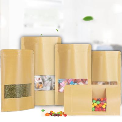 China Materials Recycled In Stock Waterproof Zipper Sealed Food Grade Resealable Holder Zip Lock Up Pouch Brown Kraft Paper Bag for sale