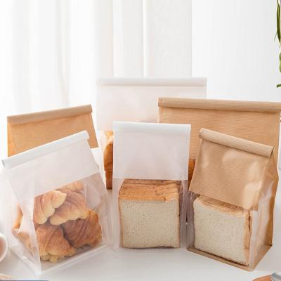 China Kraft Paper Disposable Bread Packaging Bags With Window Plastic Printing Bakery Food Printed Brown Disposable Factory Manufacturer for sale