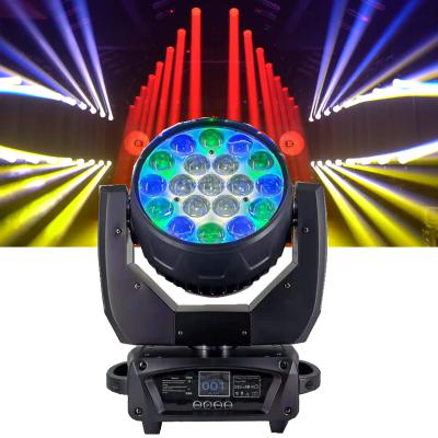 China Stage light 19x15w dmx512 dj bee wiggling eyes pro stage event club bar DJ wedding head wash LED stage lighting for sale