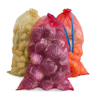 China Recyclable PP Mesh Net Packing Bag 50kg Potato Woven Gauze For Packing Onions And Oranges for sale