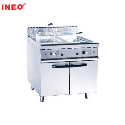 China Professional Kitchen Equipment Stainless Steel Commercial Double Tanks With Double Basket Gas Fryer 820*850*1180 mm for sale