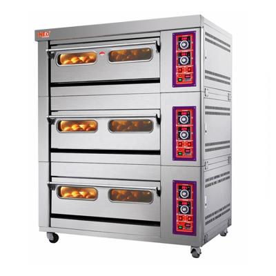 China Hotels Bakery Equipment 3 Layer 4 Tray Standard Deck Bread Pizza Commercial Gas Oven for sale