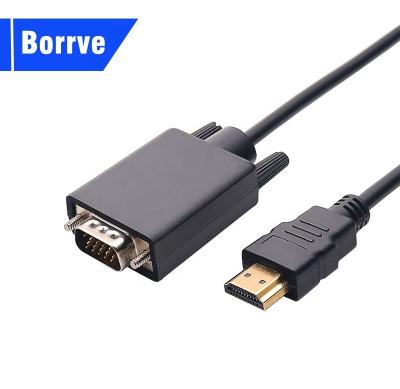 China COMPUTER Borrve HD-MI to VGA Adapter 1.8m HD Conversion Cable 1080p 3D Fits Computer TV Set Top Box Display Projector for sale