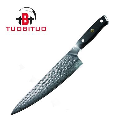 China 8 Inch Damascus Chef's Knife Hammer Pattern Viable Group of Ten Steel Professional Handle for sale