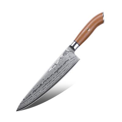 China Viable Hot Selling Professional 8 Inch Kitchen Chef Knife Rivets Group Of Ten Handle Damascus Chef Knife for sale