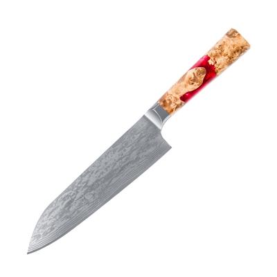 China Professional 8 Inch Chef's Knife AUS-10 Damascus Japanese Kitchen Knife Viable With Stabilized Wood for sale