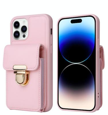 China Shockproof For iPhone 15 14 11 12 Pro Max Wrist Strap Stand Cover Card slot PU Leather Holder 14 Mobile Cell Phone Case wallet case for sale