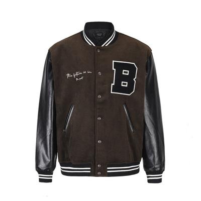 China OEM QUICK DRY Unisex Embroidery Patches Baseball Leather Custom Street Plus Size Coat Jacket For Men for sale