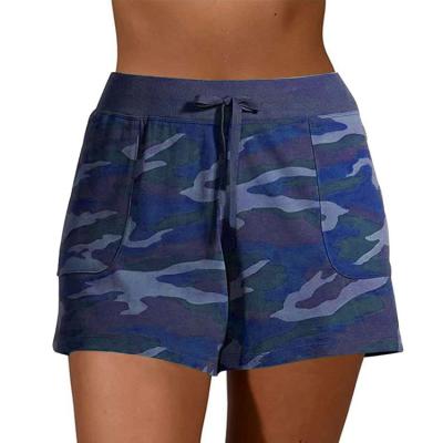 China New Wholesale Summer Women Running Breathable Camouflage Elastic Waist Gym Sport Sweat Shorts for sale