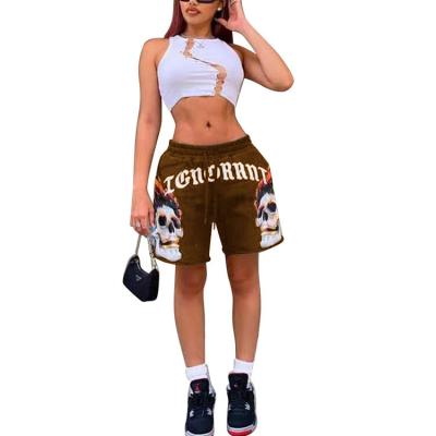 China 2022 New Fashion Double Pocket Summer Bottoms Loose Casual Shorts Women Graffiti Breathable Pants for sale