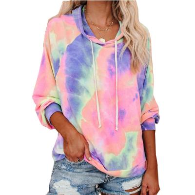 China Fashion Breathable Custom Logo Women Knitted Oversized Hoody Youth Tie Dye Hoodie Sweatshirt for sale