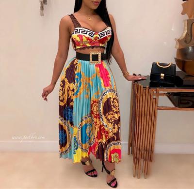 China Wholesale plus size women tank top two piece set skirt pleated skirt faldas de clothing ropa de mujer women plus size maxi long for sale