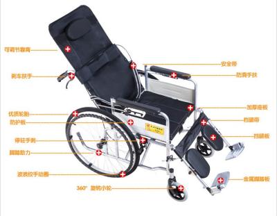 China Lightweight Manual Convenient Hot Selling Reclining Commode Folding Wheelchair for sale