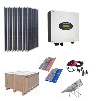 China Home Grid Tie Full Set 3kw 5kw 10kw Solar Power System On Grid Solar System Home Use for sale