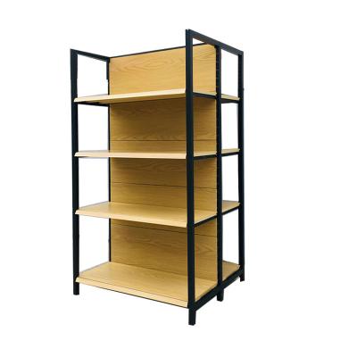 China Good Quality New Products Wood Double Sided Grain Shelves Metal Rack Heavy Duty Supermarket Shelves Display for sale