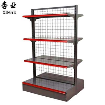 China New Fashion Grid Shelf Supermarket Display Rack Double Sided Single Sided High Quality Grocery Stores Customizable for sale