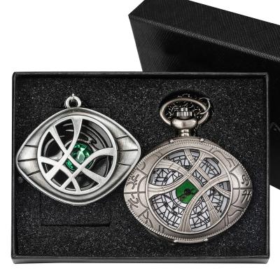 China Movie Design Theme Antique Exquisite Necklace Chain Pendant Gifts Box Set Gunmetal Dragons Watch Pocket Watch For Women Men Kids for sale