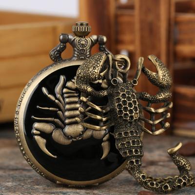 China New Style Vintage Necklace Pocket Watch Antique Style Pendant Scorpion Modern Pocket Watch for sale