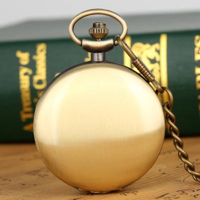 China White Antique Bronze Case Vintage Mens Custom Pocket Watches Luxury Arabic Numeral Dial Logo Custom Pocket Watches for sale