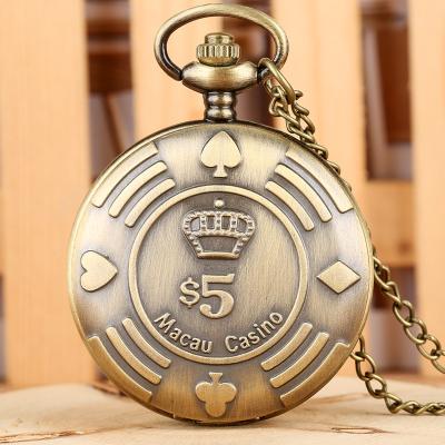 China Wholesale Antique Pocket Watch With Retro Design, Chip Pattern Antique Pocket Watch Game Chains Quartz Pocket Watch for sale