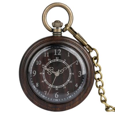 China Antique Gorben Personalized Ebony Large Pocket Watch Classic Arabic Numerals Dial Pocket Watches For Dad for sale