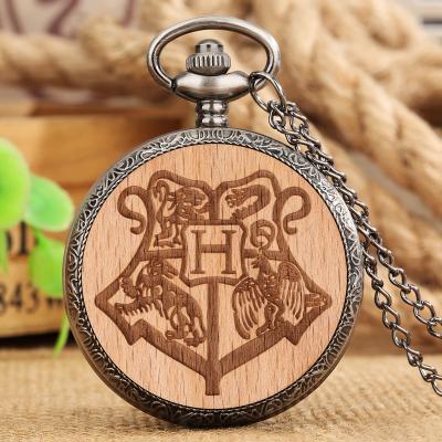 China Analog Hogwarts University Movie Theme Clock Gift Chain Necklace Analog Pendant Pocket Watches for sale