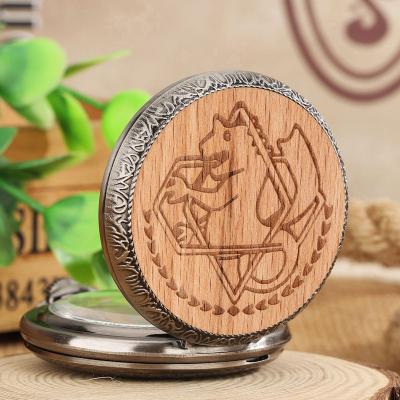 China Vintage Alchemist Gift Japan Cartoon Antique Pendant Necklace Full Clock Full Sea Lions Pocket Watch With Chain for sale