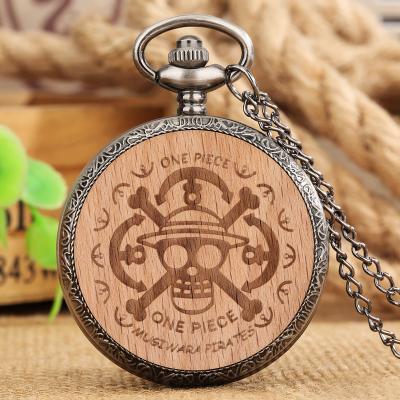 China Antique Japan Cartoon Anime Cartoon Necklace Clock Souvenir Gift Retro One Piece Pocket Watch for sale