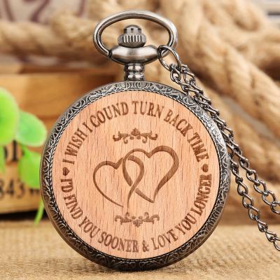 China Gift Antique Romantic Necklace Old Heart Pattern Pendant Chain Pocket Watch For Lovers Couples for sale