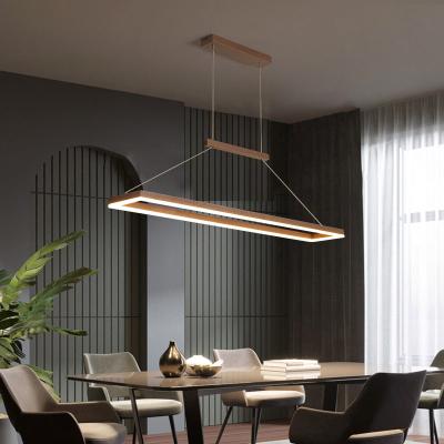 China Zhongshan New Modern Design Gold Remote Control Dimmable Luxury Rectangle Led Pendant Light for sale