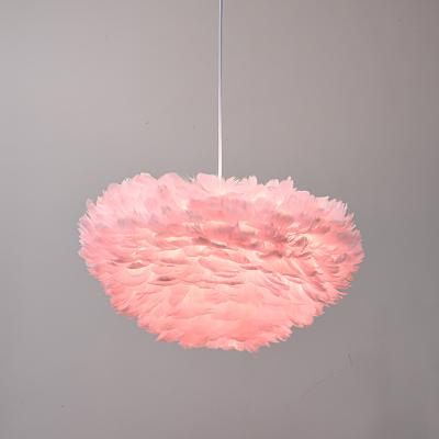 China Modern High Quality Decorative Pendant Lightings Lamp Feather Spheroid Droplight Fixtures Hanging Chandelier Light Bedroom Lamp for sale