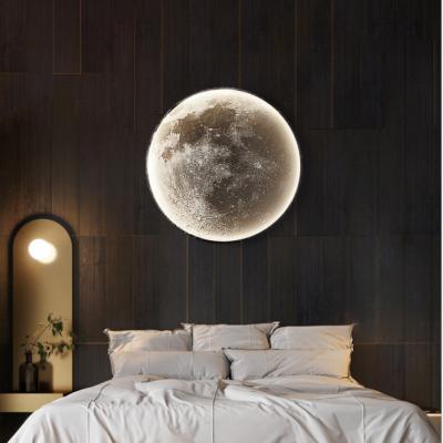 China Zhongshan Post-Modern Intelligent Moon Lamp Round Small Mini Night Light Home Room Bathroom Bedroom Gift Wall Decor Bedside Lamp Moonlight for sale