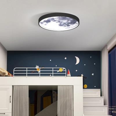 China Zhongshan Surface Mounted Round Flush Modern Led Ceiling Lamp Black Kids Bedroom Mount Lighting Fixtures Moon Celling Lights for sale