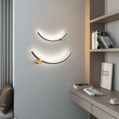 China Zhongshan modern black and gold background wall modern minimalist living room bedroom bedside hallway aisle light led wall light for sale