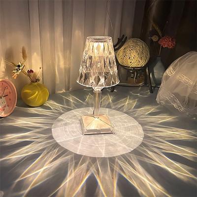 China Nordic post-modern rechargeable luxury home hotel bedroom lamps restaurant style decorative crystal table lights for sale