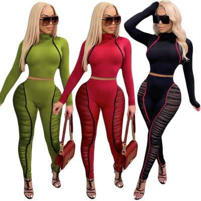 China Anti Pilling Drop Shipping BAZAI Good Quality Women Two Piece Set Suits Women Two Piece Jogging Set Tulle Mesh Plus Size Jumpsuits Playsuit for sale