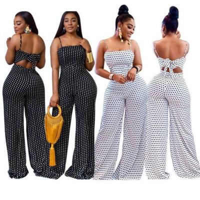 China BAZAI Anti-wrinkle Spaghetti Strap Print Fashion Woman Overalls 2021 Summer Wide Leg Women One Piece Overalls And Rompers for sale