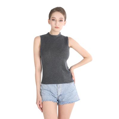 China Breathable Summer High End Plain Round Neck Knitted Vest Organic Cotton Sweater For Female for sale