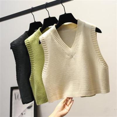 China Autumn Loose Breathable V-Neck Spring Women's Knitwear Sweater Vest Women's Knitwear Vest Wool Sleeveless Vest for sale