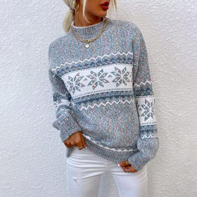 China New Winter Women Sweaters Snowflake Stripes Female Wavy Sweater Breathable Thick Warm Pullover Sweater Knitted for sale