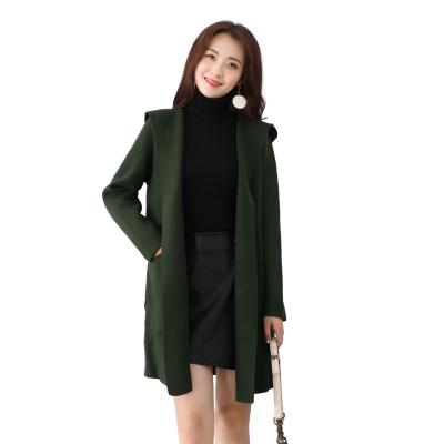 China 2021 Women's Winter Sweater Pockets Knitted Hooded Coat Breathable Women Overcoatr Long Sweater for sale