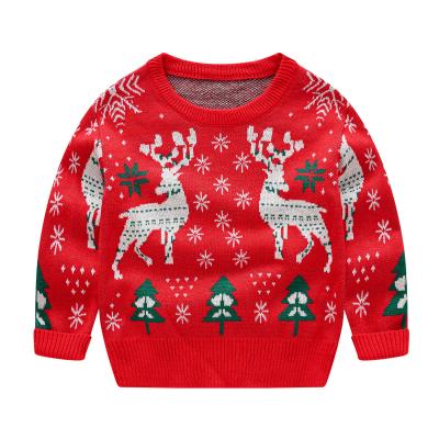 China Waterproof Children's Christmas Sweater Autumn Keep Warm Baby Boy Girl Cartoon Print Clothes Cotton Casual Sweater Long Sleeve T-shirt for sale