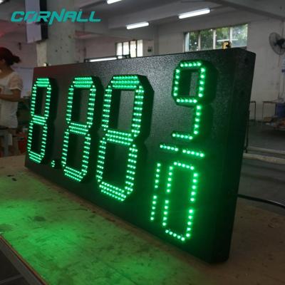 China Outdoor Electric Gas Station Sign Digital Sign Board High Brightness Price Check Wireless Gas Station Green Led Price Number Sign for sale