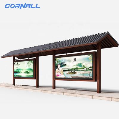 China High Quality Stainless or Steel Bus Station Led Screen Waterproof School Bus Stop Shelter Bus Station Advertising Shelter for sale