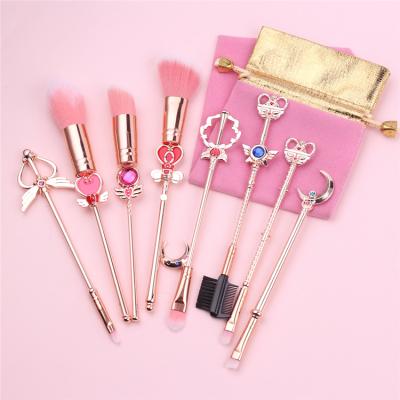 China Angular Blush Reading Brush Pincel Maquiagem Metal Cosmetic Moon With Crystal Women Gifts Anime Jewelry Sailor Moon Personalized Make Up Brush for sale