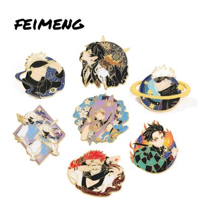 China Cartoon Game Genshin Impact Props Tartaglia Traveler Figure Enamel Anime Brooch Pins For Anime Fans Gifts for sale